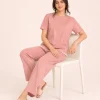 elrare dusty rose pom trim lounge seated