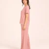 elrare dusty rose pom trim lounge side view