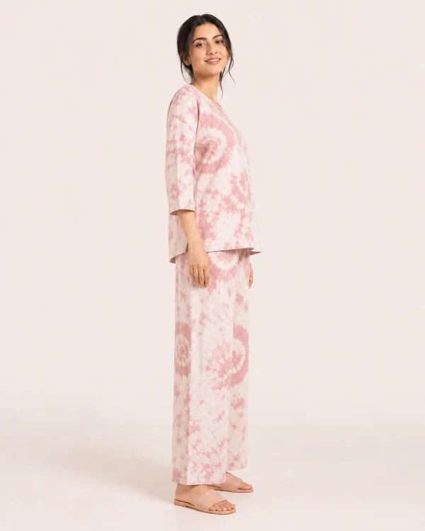 elrare dusty rose shibori lounge side view