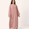 elrare dusty rose solid kaftan front view