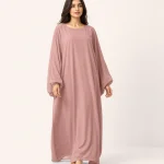 elrare dusty rose solid kaftan front view