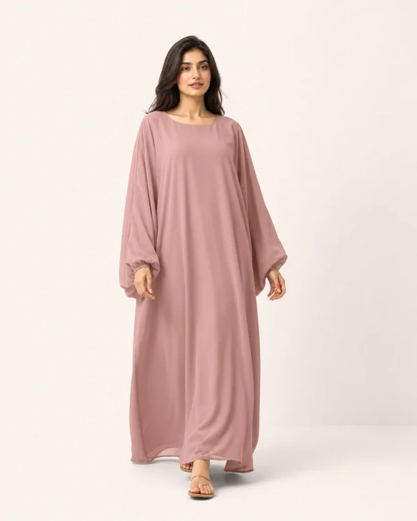 elrare dusty rose solid kaftan front view