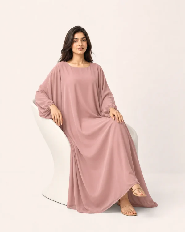 elrare dusty rose solid kaftan seated