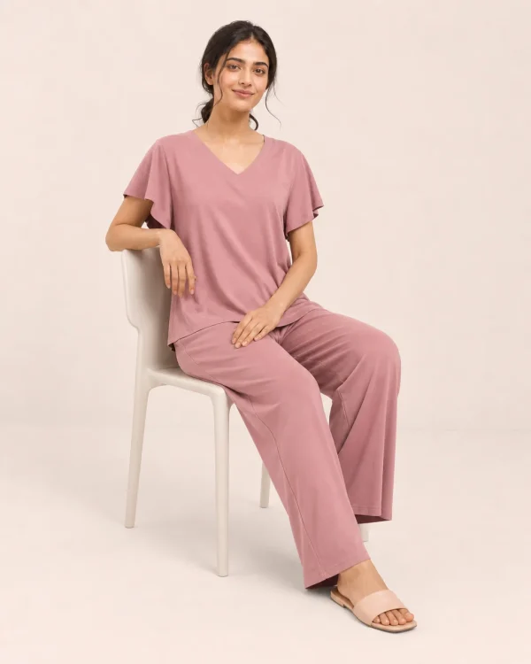 elrare dusty rose solid lounge seated