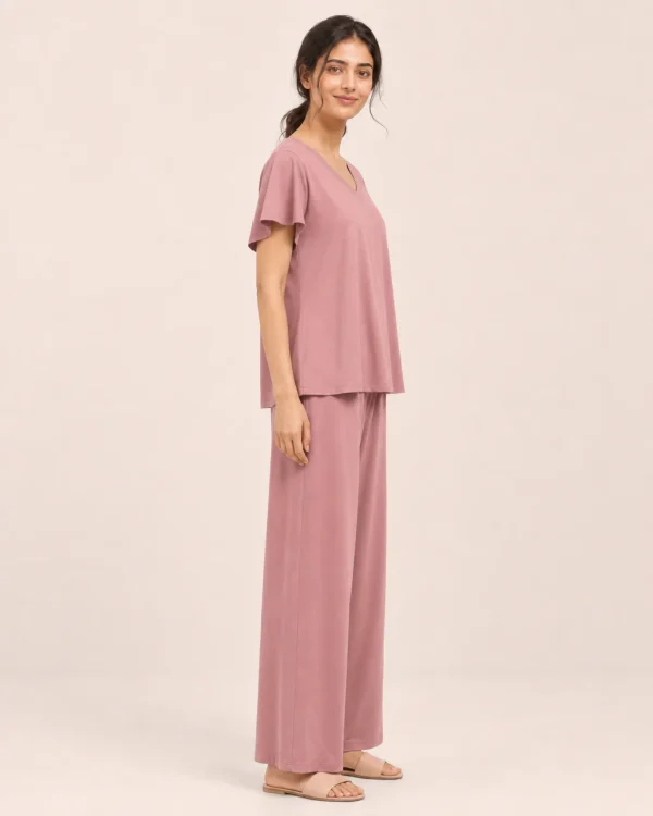 elrare dusty rose solid lounge side view