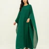elrare emerald solid kaftan front view