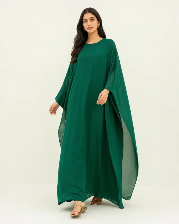 elrare emerald solid kaftan front view