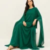 elrare emerald solid kaftan seated
