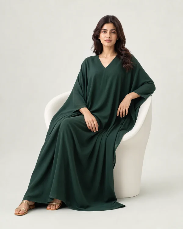elrare forest green solid kaftan seated