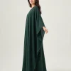 elrare forest green solid kaftan side view
