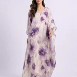 elrare grape abstract kaftan front view