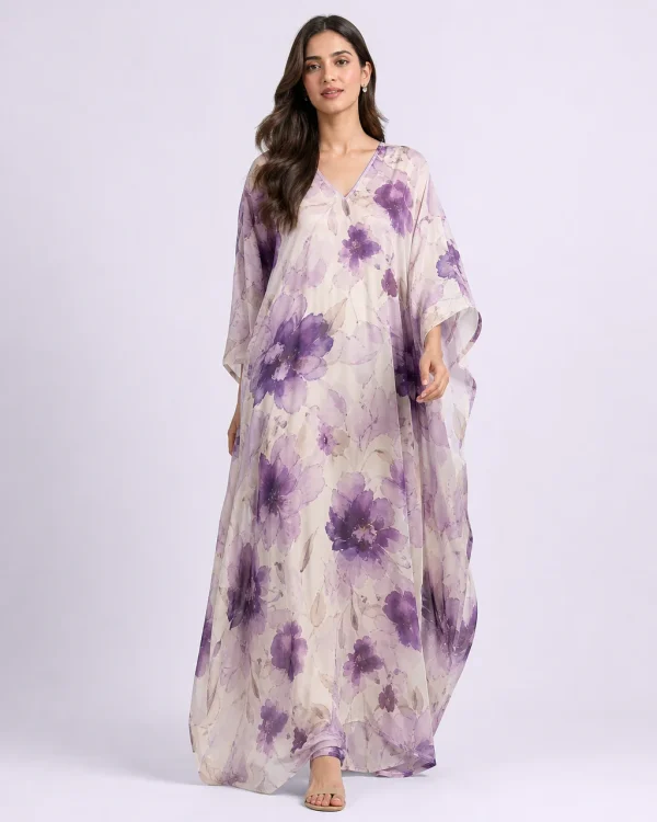 elrare grape abstract kaftan front view