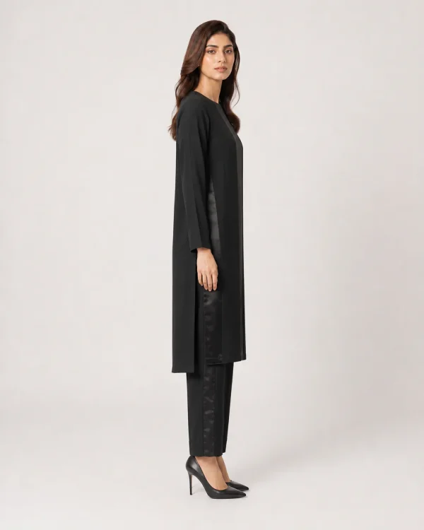 elrare ink black satin panel coords side view