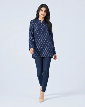 elrare ink blue ikat top front view