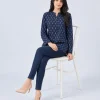 elrare ink blue ikat top seated