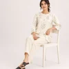 elrare ivory black botanical sketch lounge seated