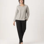 elrare ivory black check lounge front view