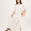 elrare ivory black sketch kaftan seated