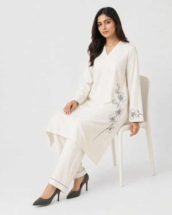 elrare ivory charcoal ink orchid coords seated