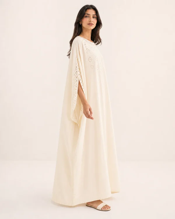 elrare ivory cutwork kaftan side view