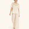 elrare ivory embroidered yoke lounge front view
