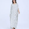 elrare ivory indigo block kaftan front view