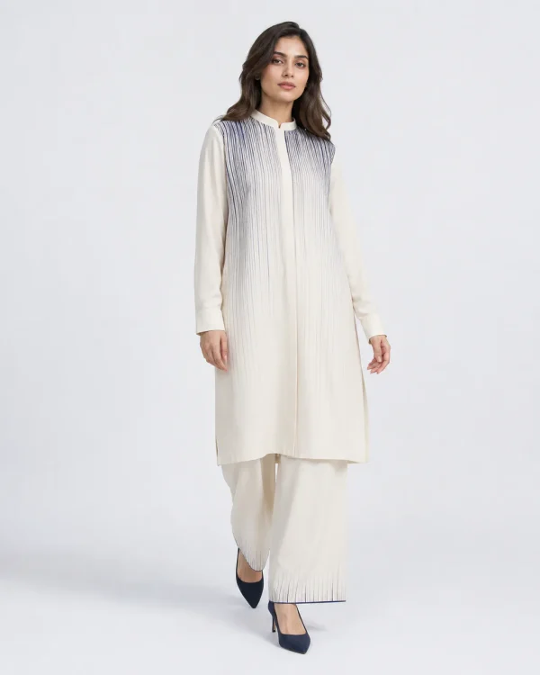elrare ivory indigo rainline coords front view