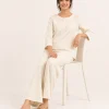 elrare ivory lotus emboss lounge seated