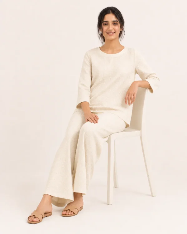 elrare ivory lotus emboss lounge seated