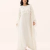 elrare ivory organza applique kaftan front view