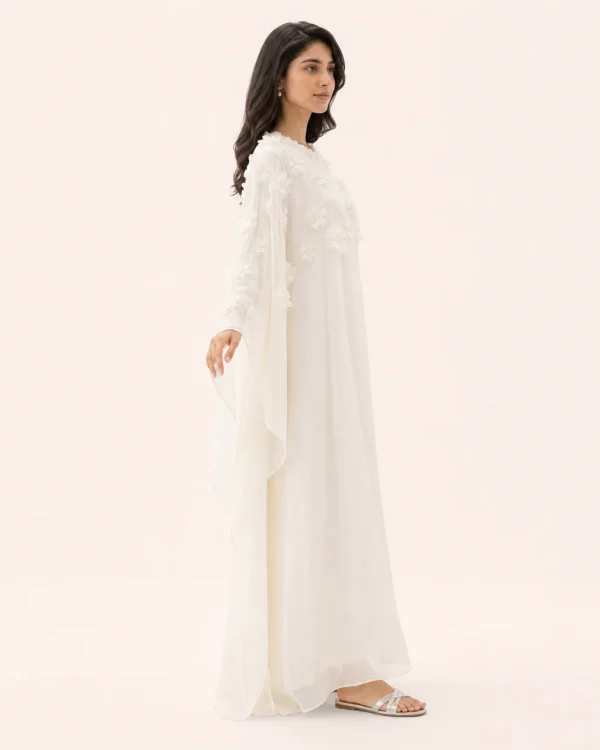 elrare ivory organza applique kaftan side view