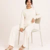 elrare ivory ruched sleeve lounge seated