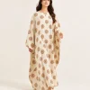 elrare ivory rust medallion kaftan front view