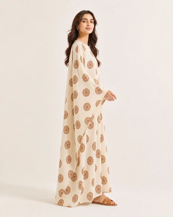 elrare ivory rust medallion kaftan side view