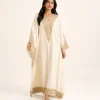 elrare ivory zardozi occasion kaftan front view