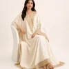 elrare ivory zardozi occasion kaftan seated