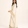 elrare ivory zardozi occasion kaftan side view