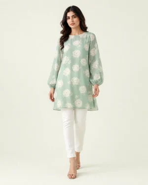 elrare jade floral tunic front view