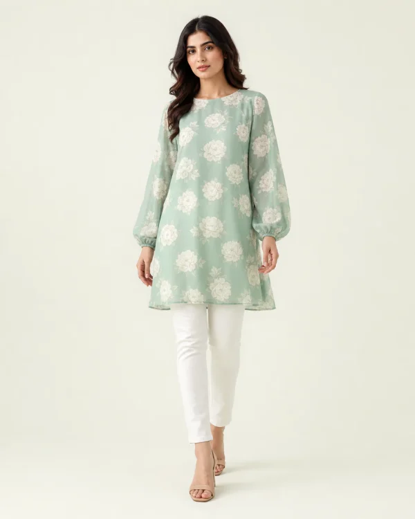 elrare jade floral tunic front view