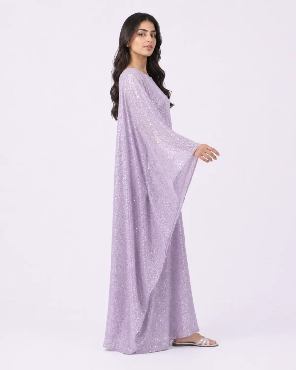 elrare lavender sequin kaftan side view