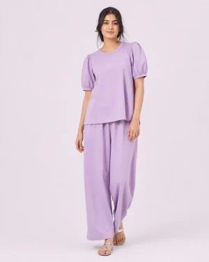 elrare lilac puff solid lounge front view