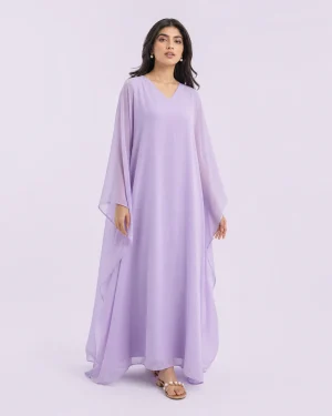 elrare lilac solid kaftan front view
