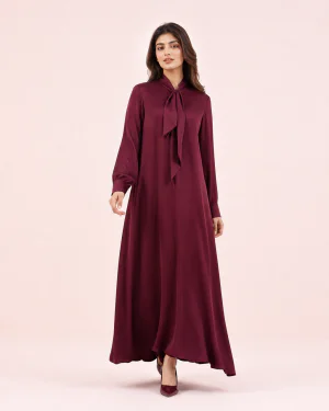 elrare maroon plain tie maxi front view