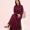 elrare maroon plain tie maxi seated