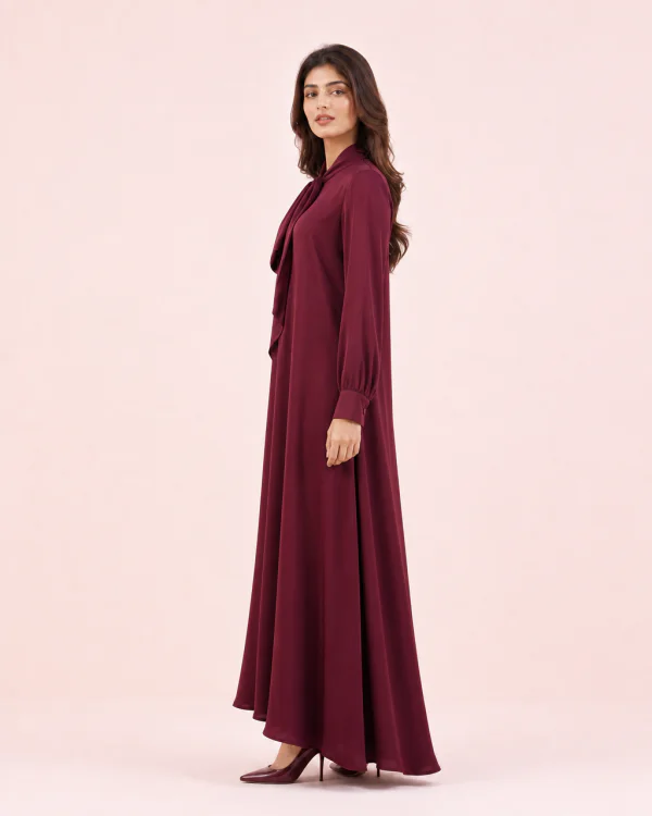 elrare maroon plain tie maxi side view