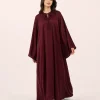 elrare maroon solid kaftan front view