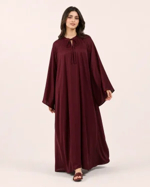 elrare maroon solid kaftan front view