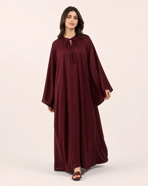 elrare maroon solid kaftan front view