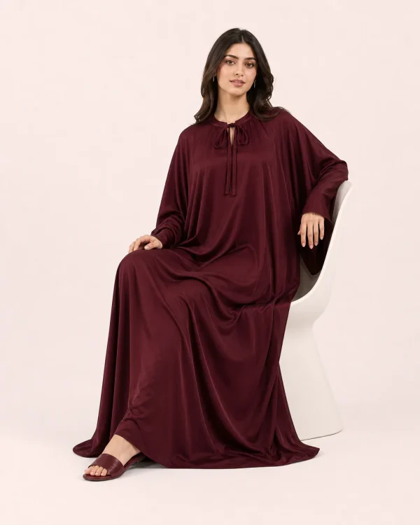 elrare maroon solid kaftan seated