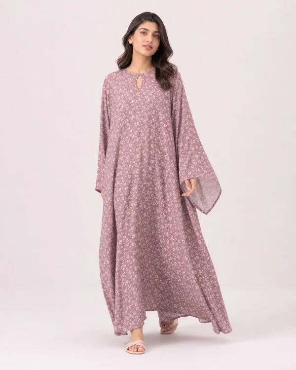 elrare mauve ditsy kaftan front view